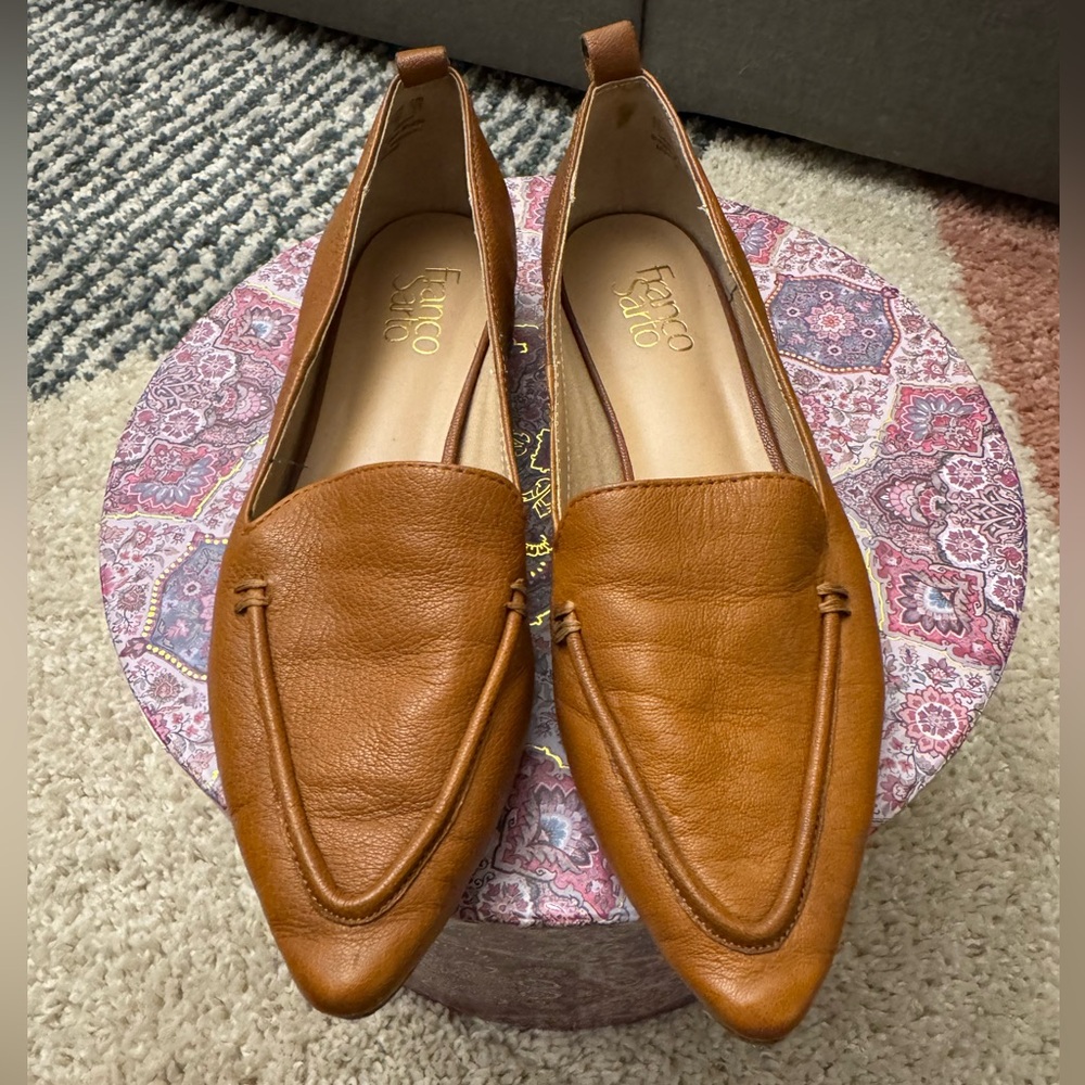 Franco Sarto brown leather loafers women’s size 9
